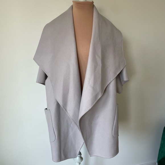 Lamarque Penelope Double Face Wool Gray 3/4 Sleeve Open Drape Front Coat EUC M/L - Picture 5 of 12